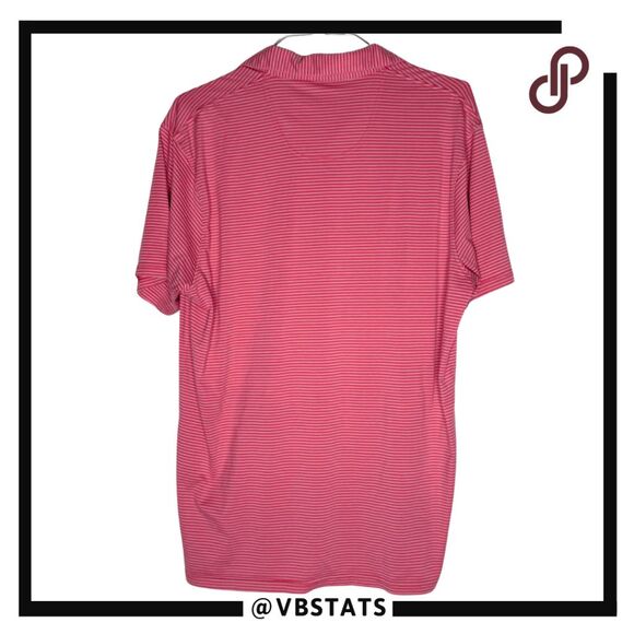 Fish‎ Hippie Men's Stripe Cotton Blend Short Sleeve Polo Shirt Pink White XL - Picture 2 of 8